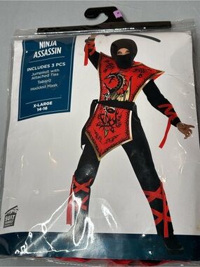 Suit Yourself Costume Ninja Assassin Kids Costume Red Black Size XL 14 - 16 New